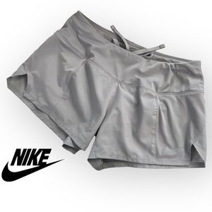 Nike Womens XS Crew Dri Fit Running Shorts Brief Lined Mesh Side Panels Grey 3”